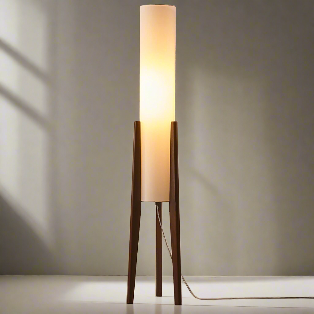 Massief walnoothouten vloerlamp met decoratief ontwerp