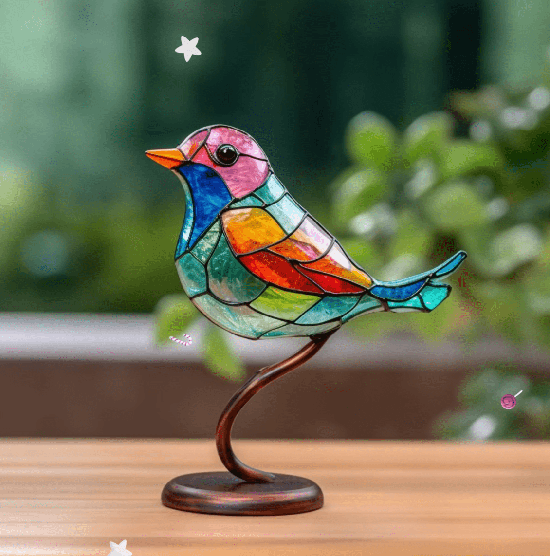 Stained Glass Bird Suncatcher for Enchanting Home Decor