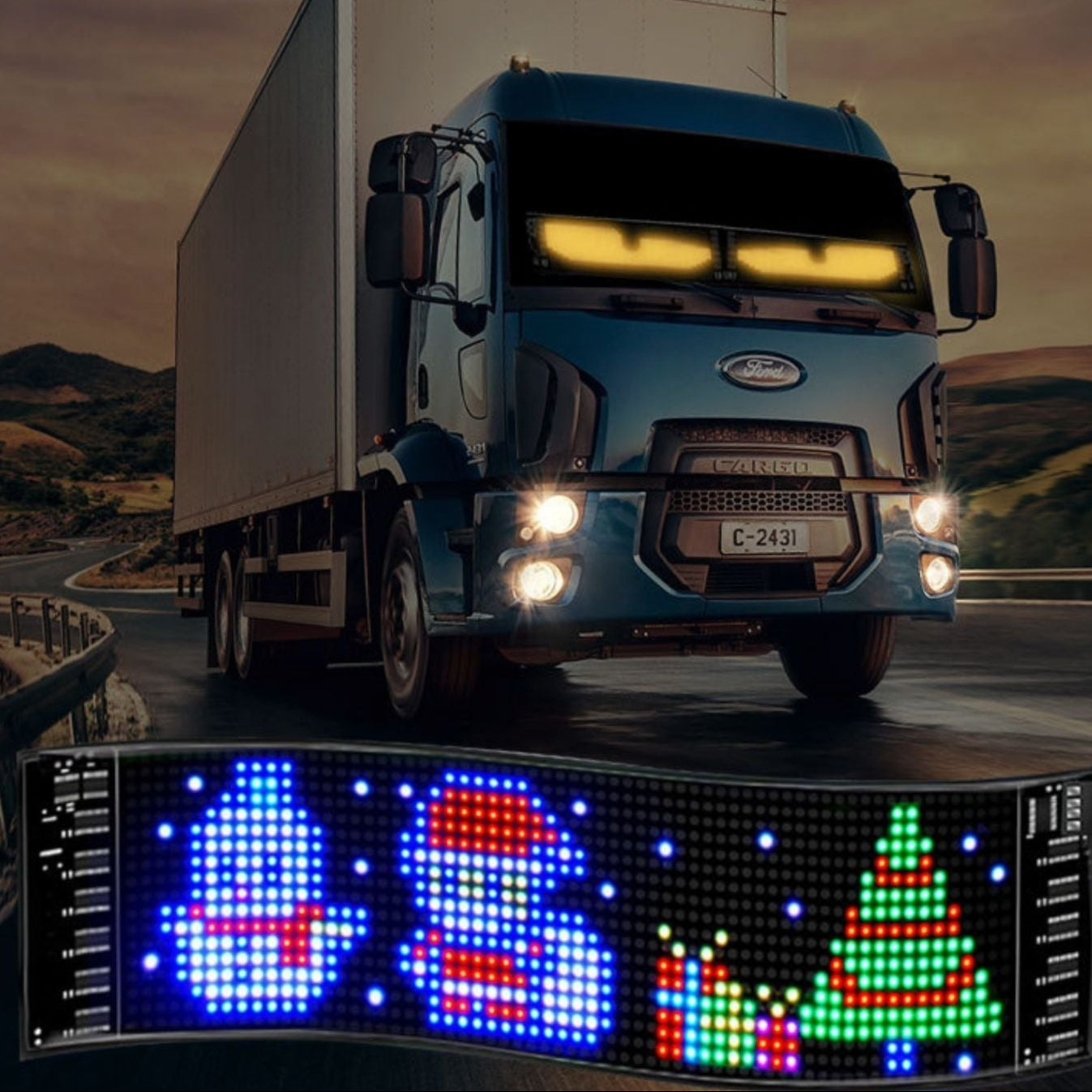 Customizable LED Truck and Car Screen with Devil Eyes Design