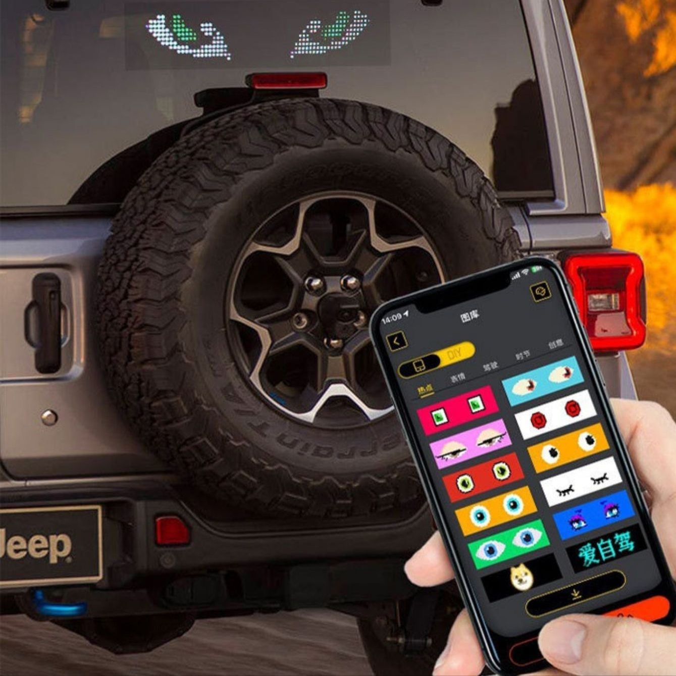 Customizable LED Truck and Car Screen with Devil Eyes Design