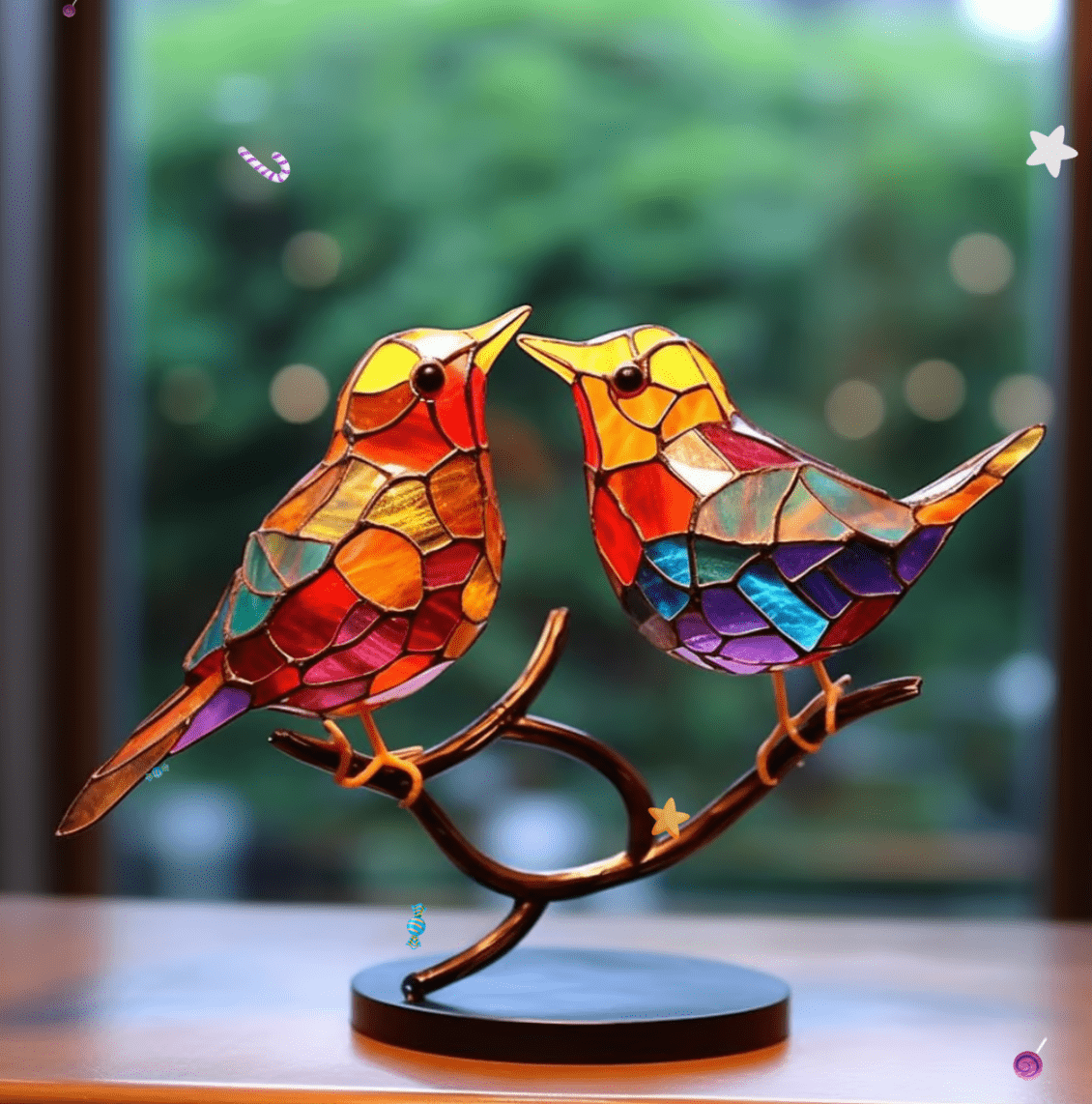 Stained Glass Bird Suncatcher for Enchanting Home Decor