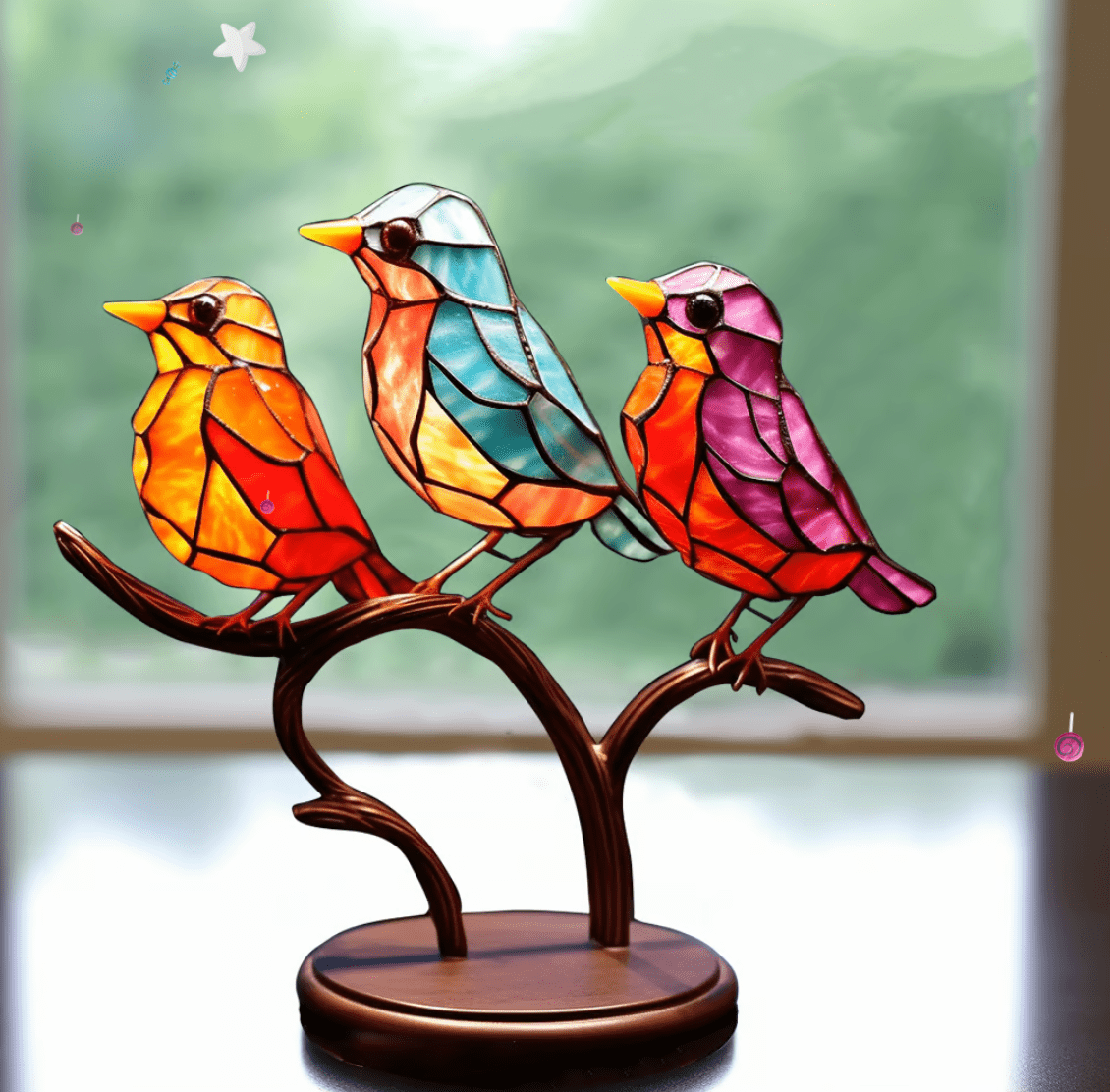 Stained Glass Bird Suncatcher for Enchanting Home Decor