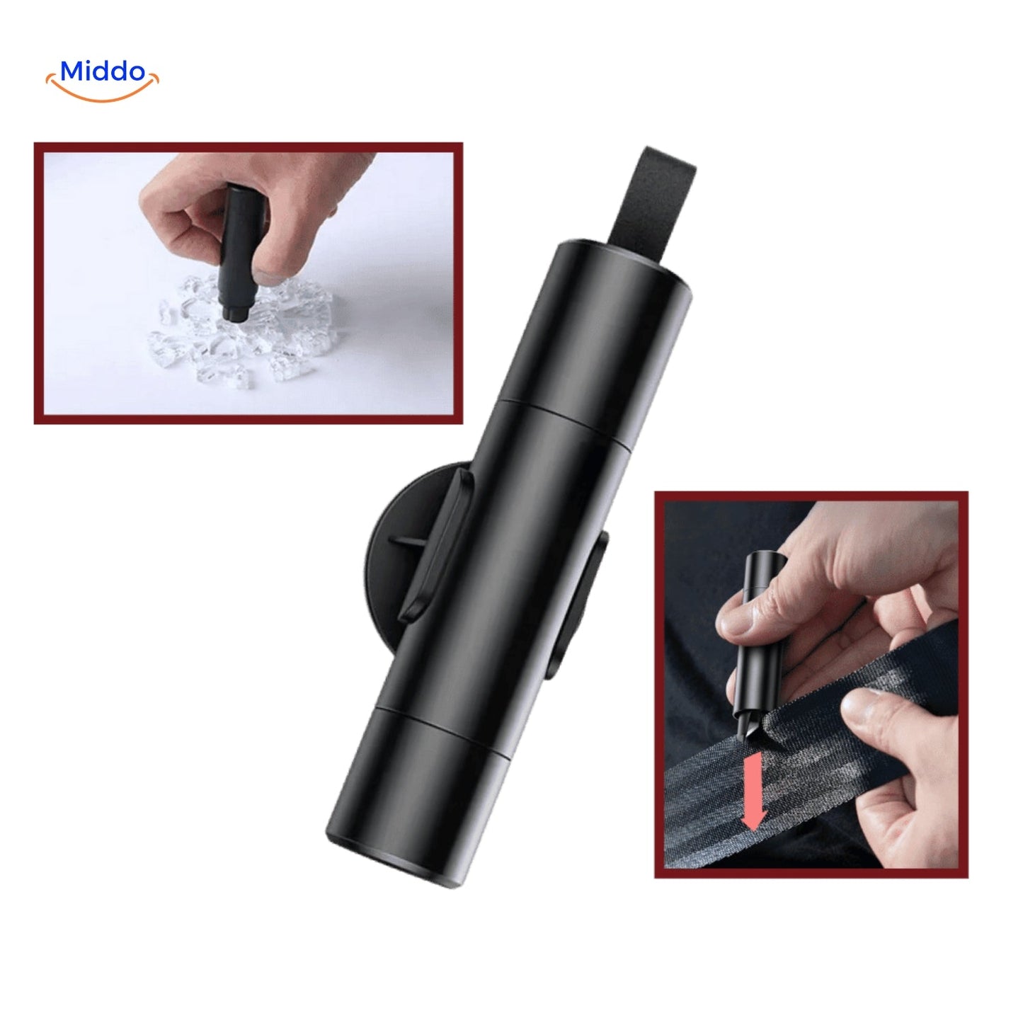 Compact Emergency Car Safety Tool with Glass Breaker and Seatbelt Cutter