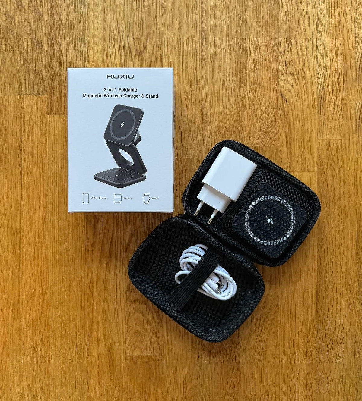 Sleek 3-in-1 Wireless Charging Stand for Desk and Nightstand