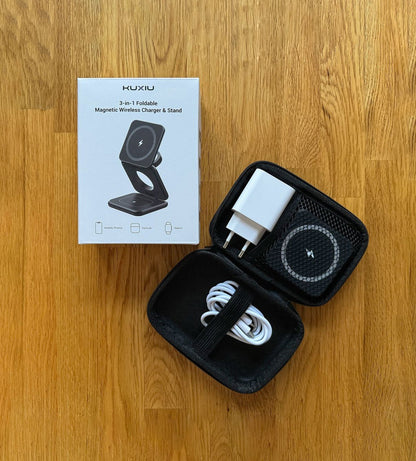 Sleek 3-in-1 Wireless Charging Stand for Desk and Nightstand