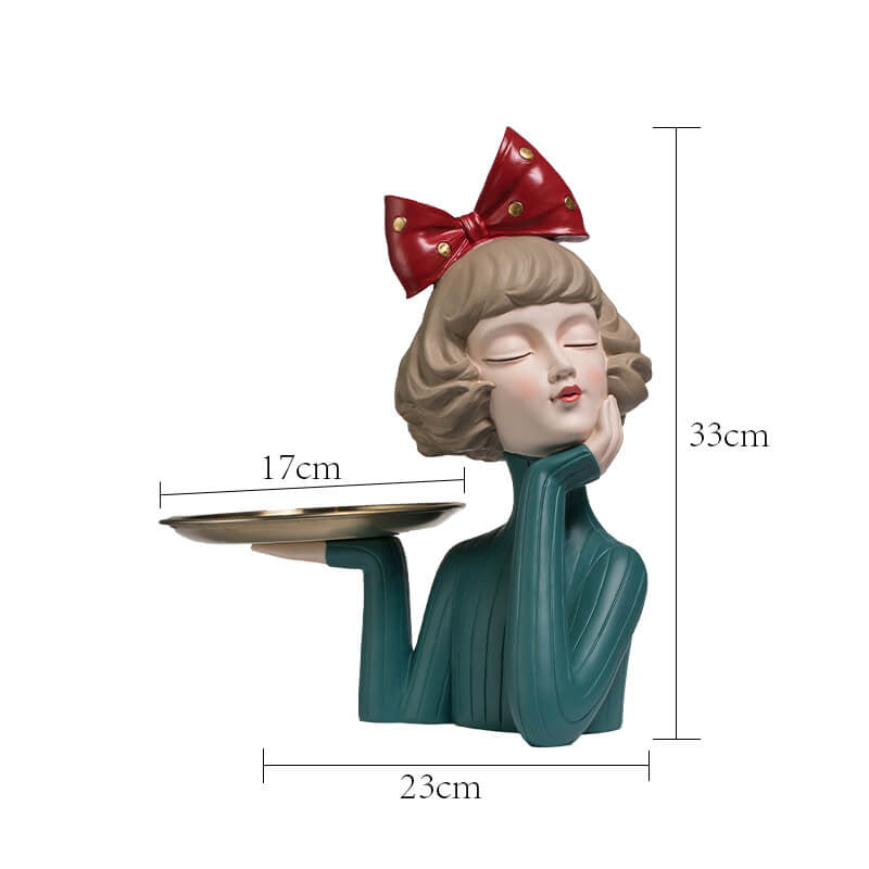 Elegante Meisjesbeeld van Hars met Tray