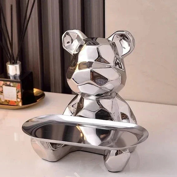 Moderne Geometrische Beer Sculptuur Tray