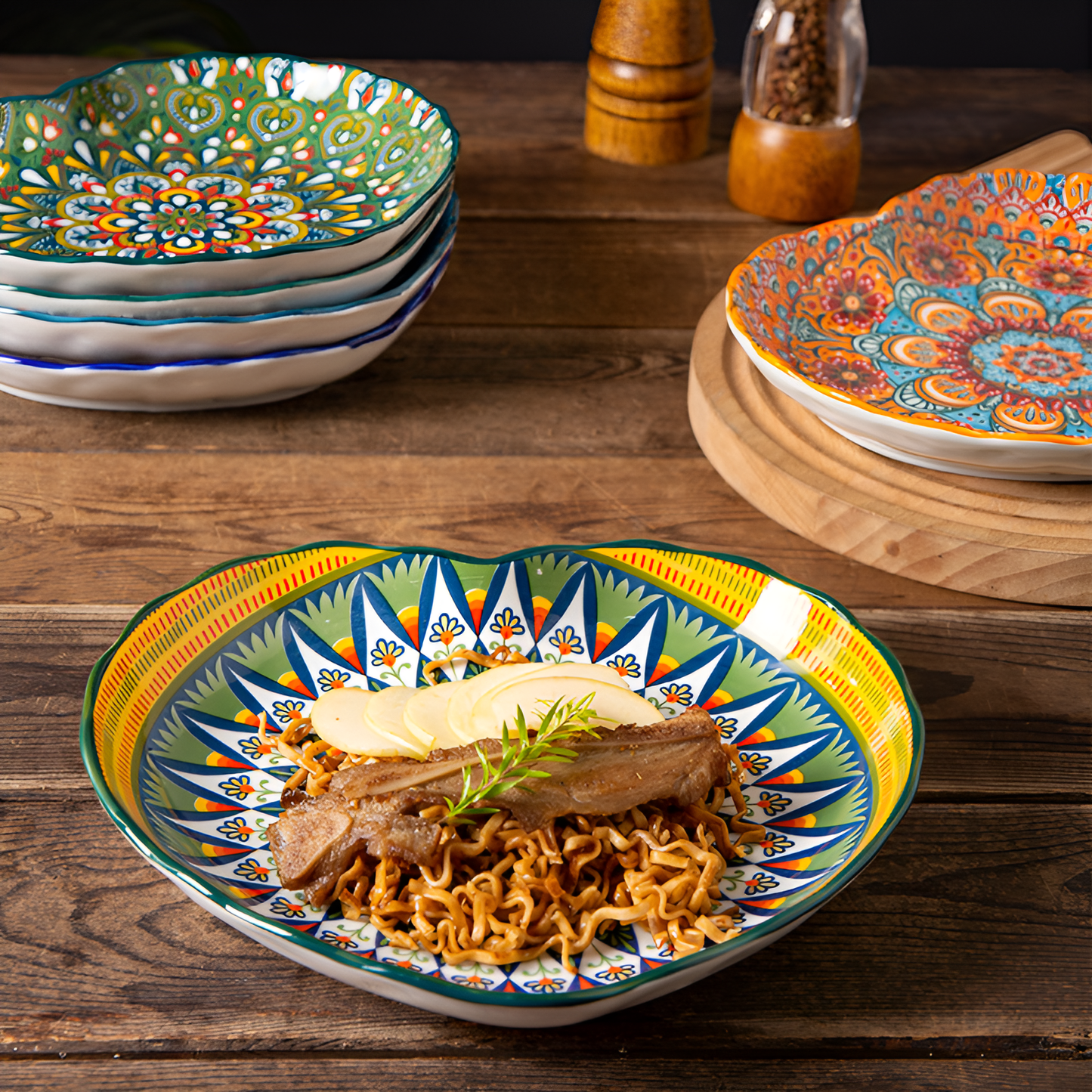 Vibrant Ceramic Deep Plates for Stylish, Mess-Free Dining