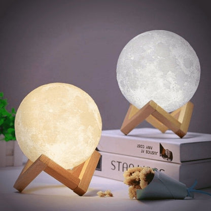 Magische maanlamp met draadloze touchbediening en houten standaard