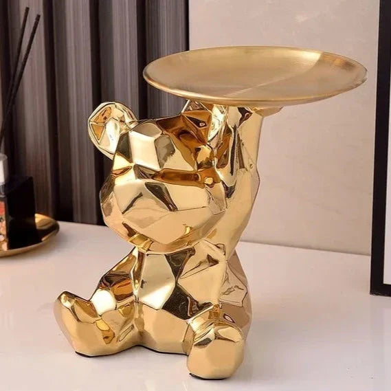 Moderne Geometrische Beer Sculptuur Tray