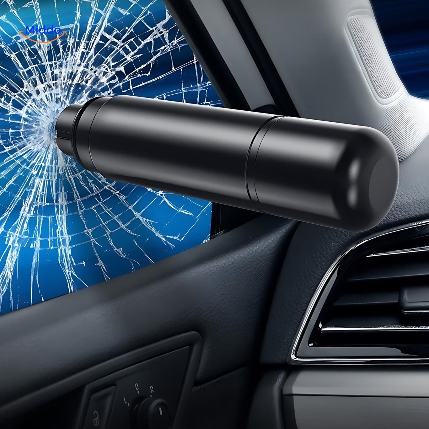 Compact Emergency Car Safety Tool with Glass Breaker and Seatbelt Cutter