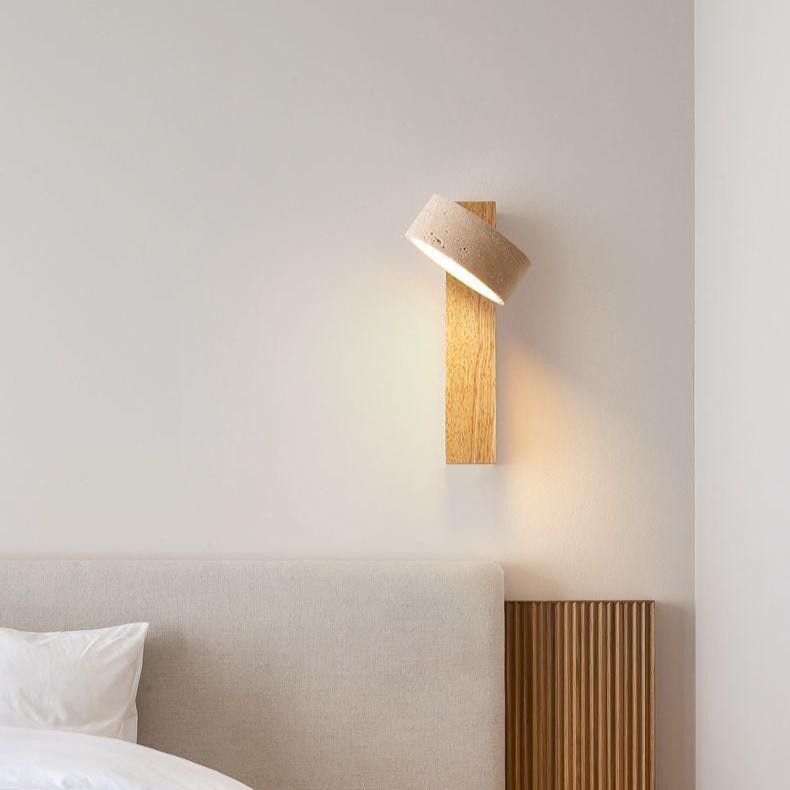 Elegante Wabi Sabi Travertijn Wandlamp in Verfijnd Gebroken Wit