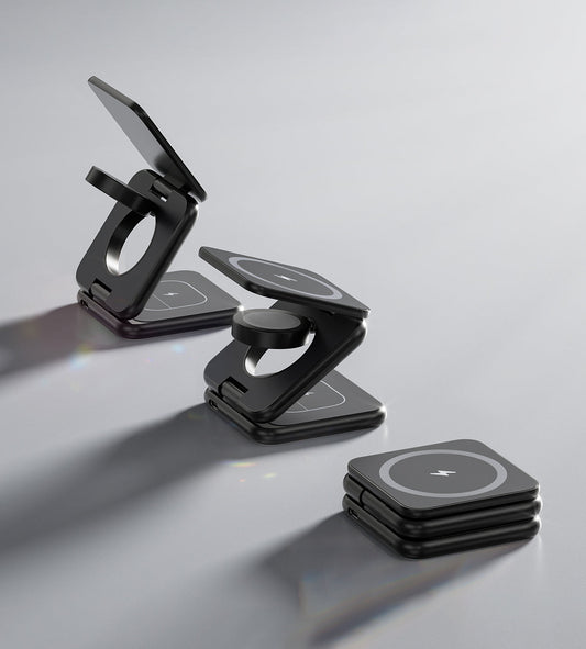 Sleek 3-in-1 Wireless Charging Stand for Desk and Nightstand